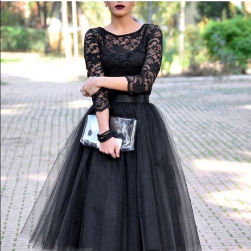 Vintage A Line 3/4 Sleeve Lace Dress
